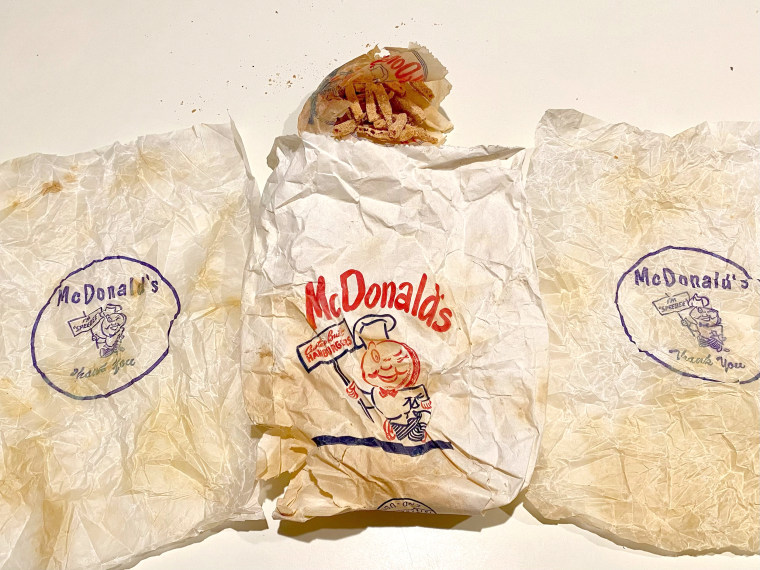 While renovating his bathroom, Rob Jones discovered McDonald's wrappers from the 1950s and a side of fries that had not decomposed. 