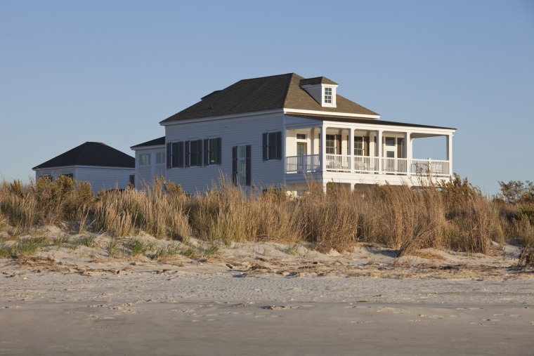 An example of a beach house that inspires the 'coastal grandmother' aesthetic.