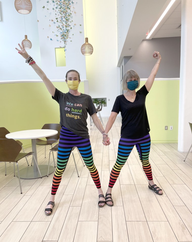 While going through radiation, Drablos leaned on another dancer who also had tongue cancer. She told Drablos she wore fun leggings to each radiation session, a tradition Drablos carried on.