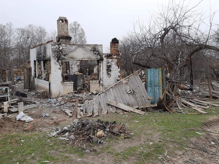 The Russian soldiers left the town in ruins. Many of the Ukrainian occupants did not have a home to come back to.