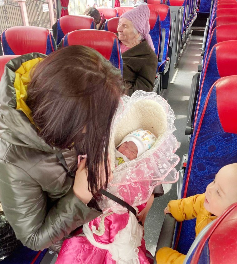 A picture of the group's youngest evacuee, who was just 10 days old.