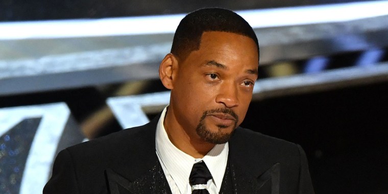 Will Smith at the 2022 Academy Awards accepting his award for best actor.