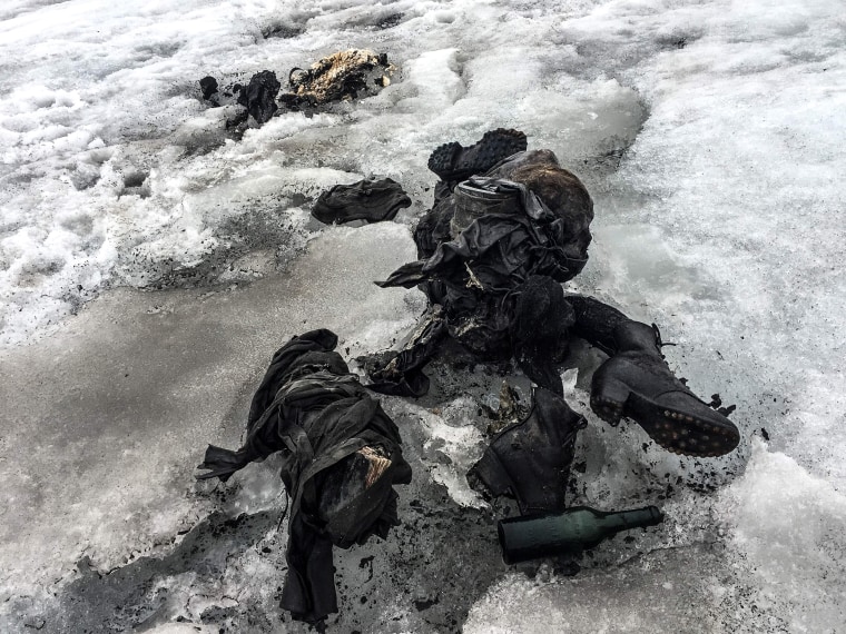 Image: The mummified remains of a Swiss Couple who went missing 75 years ago and who were found in a glacier in the Diablerets mountains, in southern Switzerland, in a photo made available on on July 18, 2017.