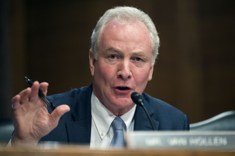Sen. Chris Van Hollen, D-Md., at a Banking, Housing and Urban Affairs Committee hearing on May 10.