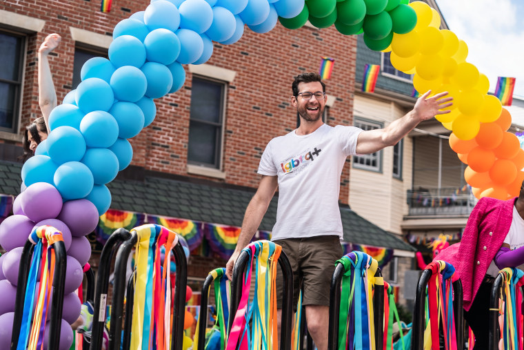 Billy Eichner on the set of "Bros."