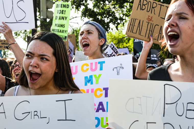 Abortion rights supporters protest outside the Supreme Court on Tuesday.