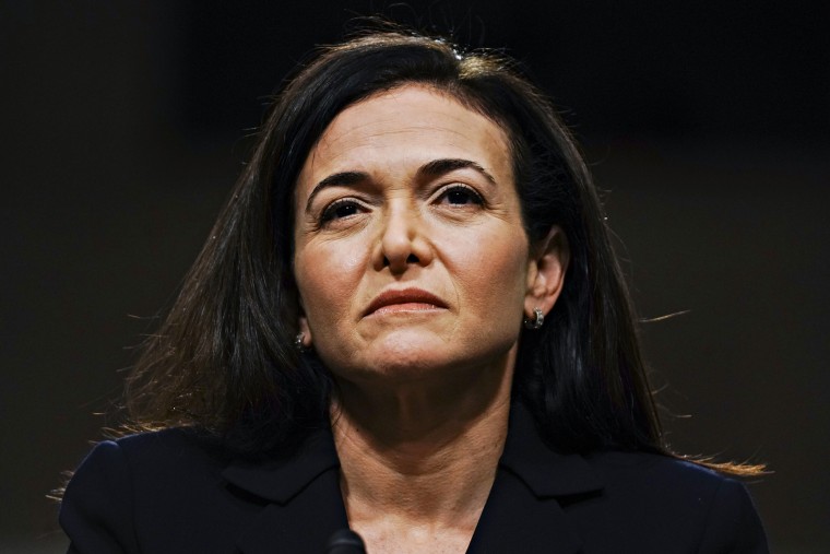 Sheryl Sandberg listens during a Senate Intelligence Committee hearing in Washington on Sept. 5, 2018.