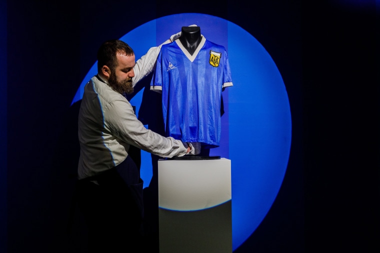 Image: Sotheby's Displays Maradona's Historic 1986 World Cup Shirt