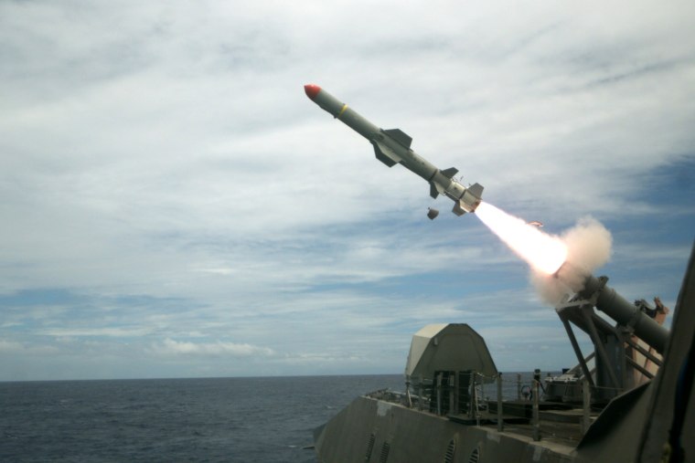 USS Coronado (LCS 4) Launches Harpoon Missile During RIMPAC
