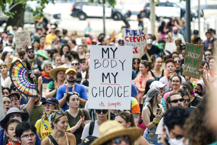 Image: demonstrators gather near the federal courthouse to protest news that u.s. supreme court could be poised overturn landmark roe v. wade case legalized abortion nationwide on may 3, 2022, in austin, texas.