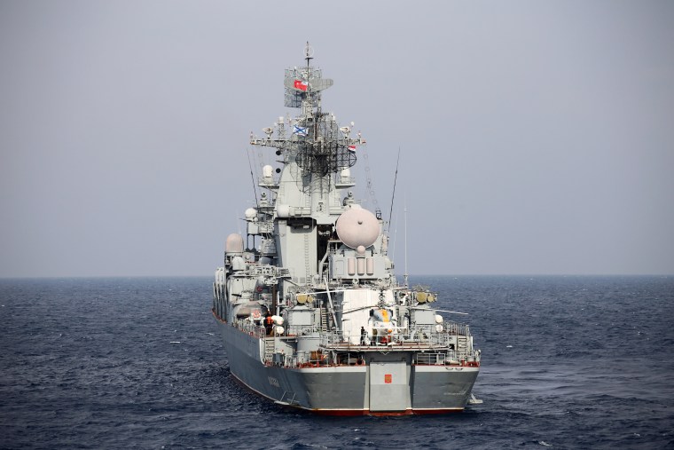 The Moskva missile cruiser near the Tartus port of Syria on Dec. 17, 2015.