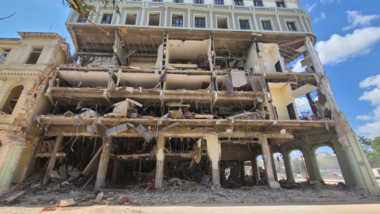 The site of the Hotel Saratoga explosion in Havana, Cuba