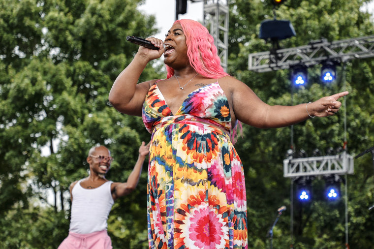 Dominique Morgan performs during Nashville Pride 2021 on Sept. 18, 2021 in Nashville, Tenn.