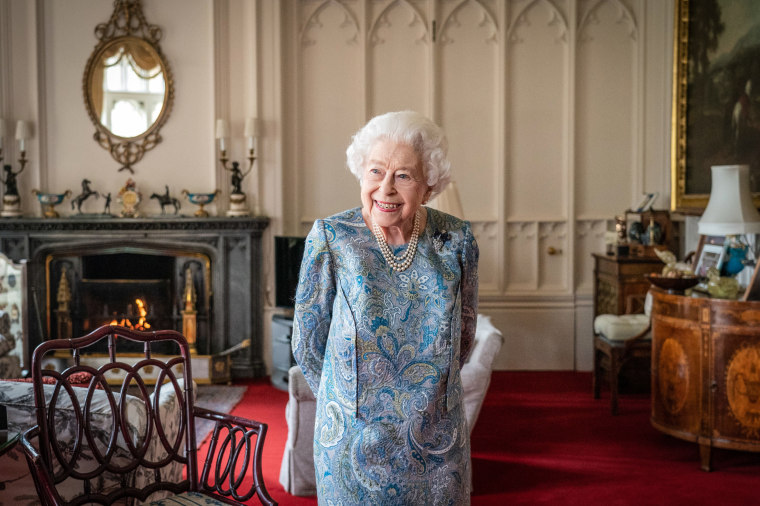 Image: Queen Elizabeth II attends an audience with the President of Switzerland Ignazio Cassis at Windsor Castle on April 28, 2022 in Windsor, England.