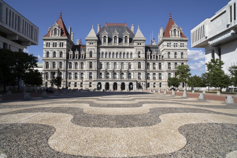 The New York State Capitol stands on the northern end of the Empire State Plaza in Albany.