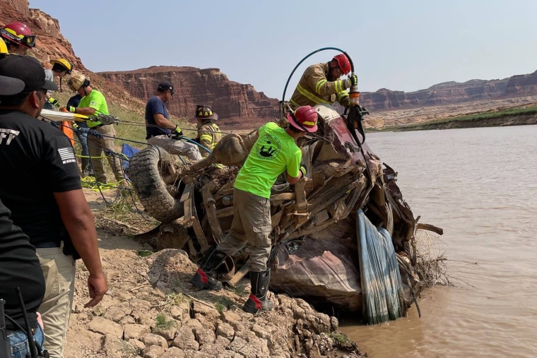 Garfield County Sheriff's Office extricated a body from this vehicle that fell 600 feet off a ledge into Lake Powell near Hite Marina on Aug. 16, 2021, which was possibly missing since September 2020.