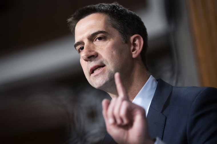 Sen. Tom Cotton, R-Ark., during the Senate Armed Services Committee hearing in Dirksen Building on May 5, 2022.