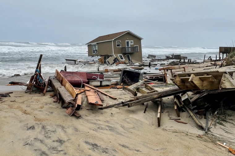 A home collapsed into the ocean at Cape Hatteras National Seashore in North Carolina on May 10, 2022.