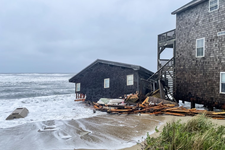 A home collapsed into the ocean at Cape Hatteras National Seashore in North Carolina on May 10, 2022.