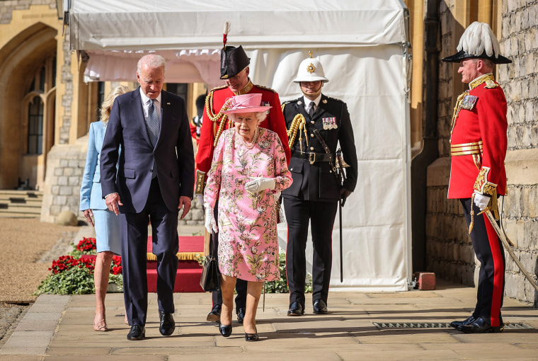 President Joe Biden and Queen Elizabeth II at Windsor Castle on June 13, 2021 in Windsor, England.
