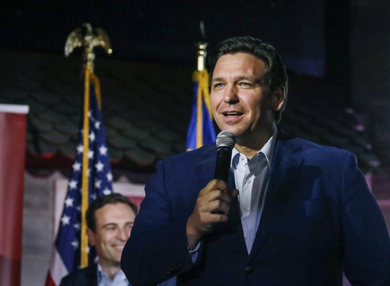 Image: Florida Governor Ron DeSantis appears with Republican Senate candidate from Nevada Adam Laxalt at a campaign event at Stoneys Rockin Country on April 27, 2022 in Las Vegas.