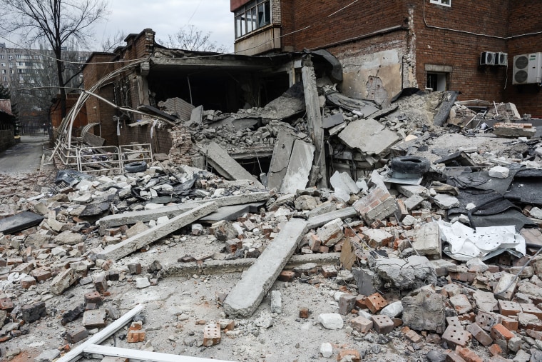 Damage to a basement shelter in Mariupol, Ukraine.