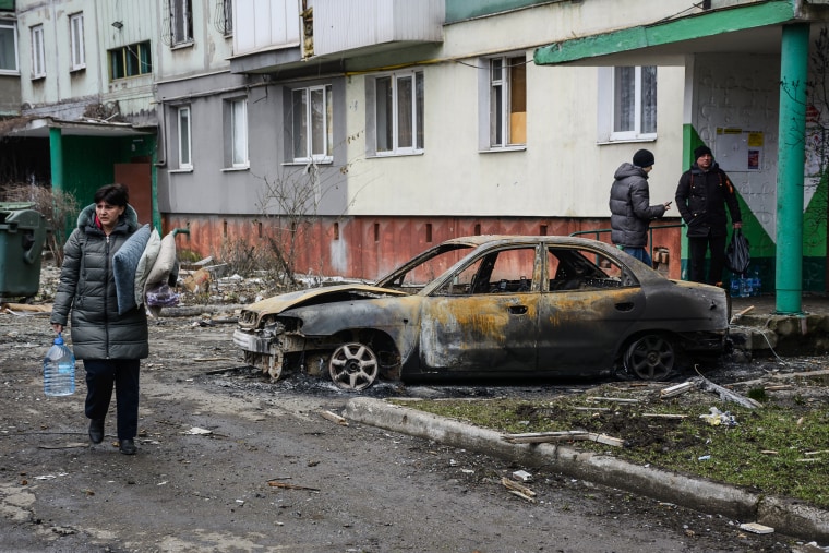 Damage in Mariupol, Ukraine.