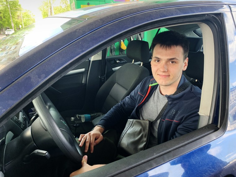 Vladimir Rivega at a gas station in Kyiv.