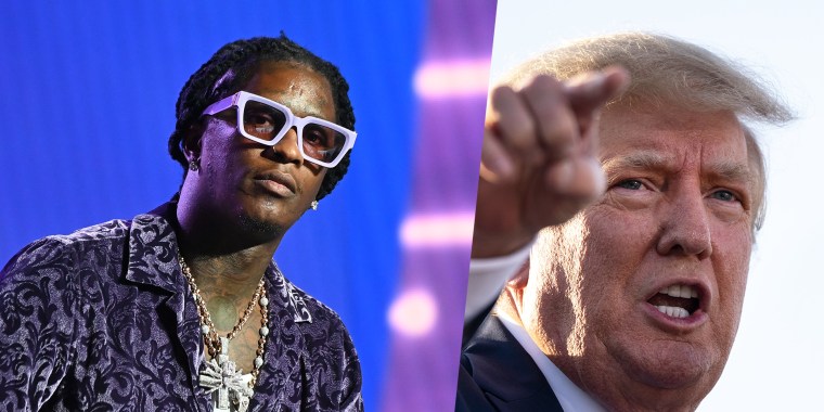 Photo diptych with images of Young Thug and Donald Trump.