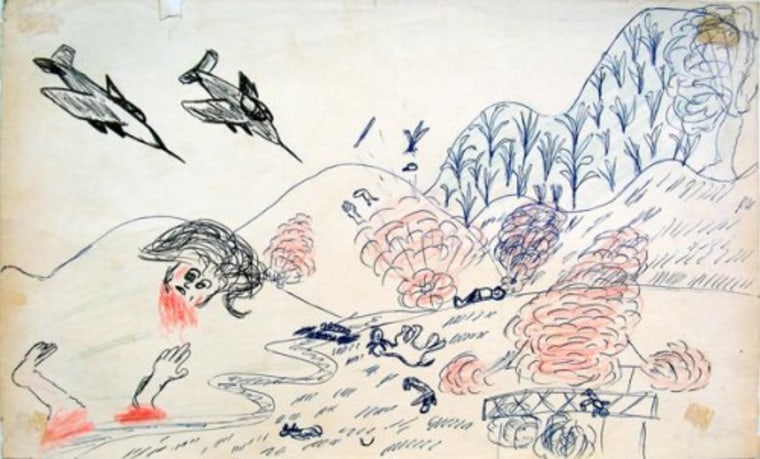 Parmi les collections de la bibliothèque Legacies, on trouve un groupe de 32 dessins de villageois laotiens qui dépeignent à quoi ressemblait la guerre aérienne américaine vue d'en bas.