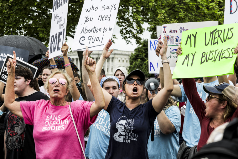 Abortion rights demonstrators and advocates march during the ‘Bans Off Our Bodies’ rally from the National Mall to the Supreme Court in Washington on May 14, 2022.