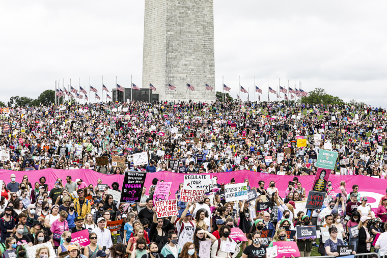 Abortion rights demonstrators and advocates attend the ‘Bans Off Our Bodies’ rally on the National Mall in Washington on May 14, 2022.