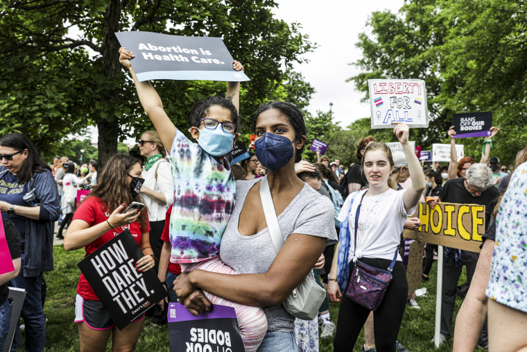 Abortion rights demonstrators and advocates attend the ‘Bans Off Our Bodies’ rally on the National Mall in Washington on May 14, 2022.