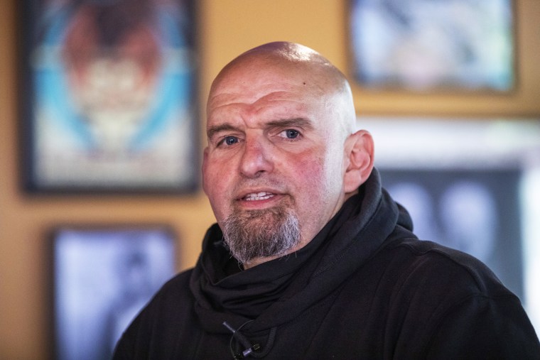 John Fetterman speaks to supporters at the Holy Hound Tap Room in downtown York, Pa., on May. 12, 2022, while campaigning for U.S. Senate seat.