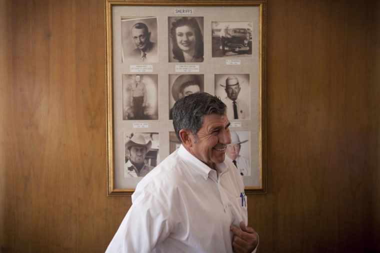 Image: Skeet Jones at the courthouse in Mentone, Texas, on July 9, 2014.