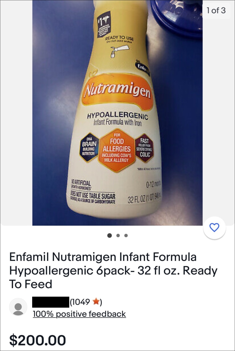 Enfamil baby formula on sale on eBay for $200.