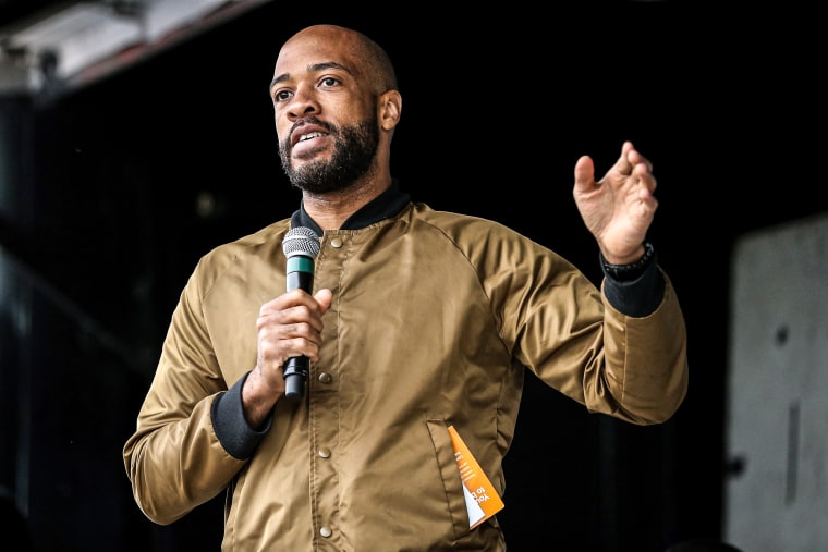 Wisconsin Lieutenant Governor Mandela Barnes speaks to the crowd during the 48th Annual Juneteenth Day Festival on June 19, 2019 in Milwaukee.