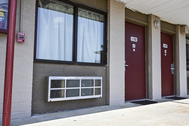 Room 150 of the 41 Motel in Evansville, Ind., on May 10, 2022.