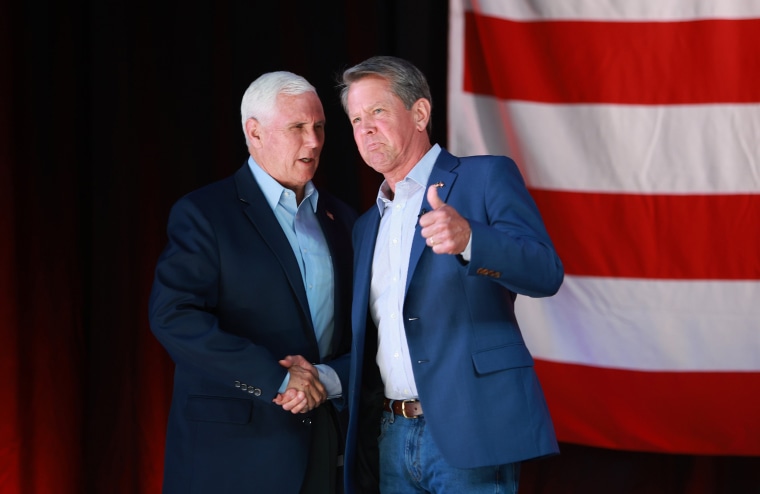 Image: Former VP Pence Joins Brian Kemp At Rally On Eve Of Georgia Primary