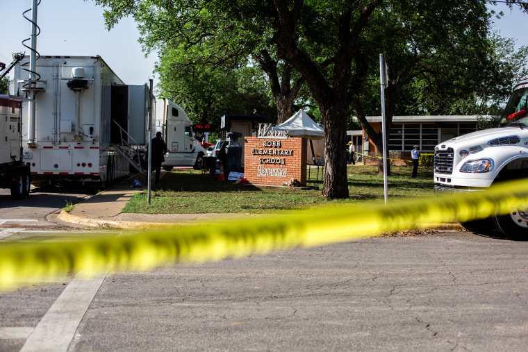 Outside Robb Elementary School in Uvalde, Texas, on May 25, 2022.