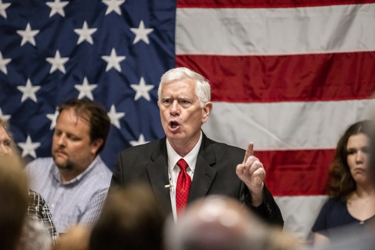 Rep. Mo Brooks speaks to supporters at his election night watch party for the Republican nomination for Senator of Alabama on May 24, 2022, in Huntsville.