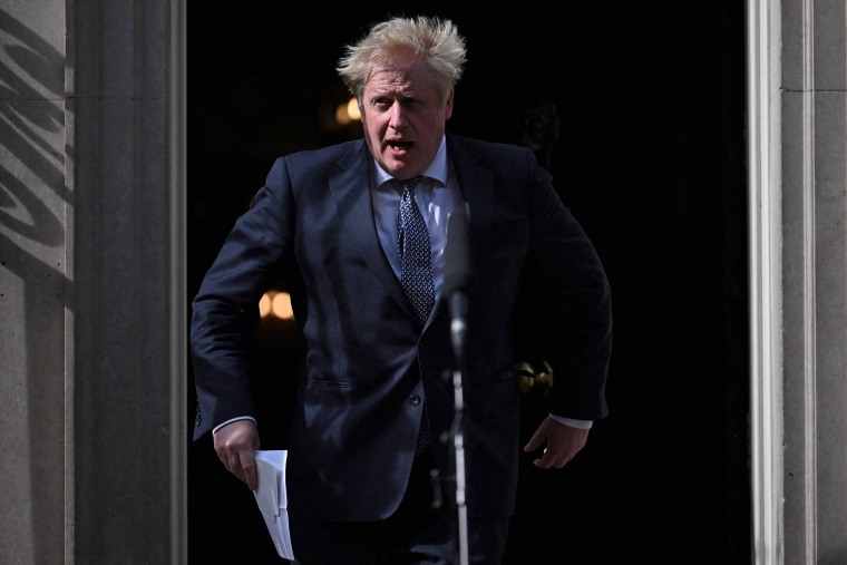 Image: Britain's Prime Minister Boris Johnson arrives to deliver a speech in London, on May 9, 2022.