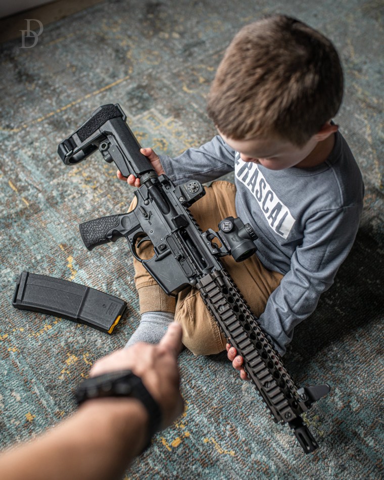 This photo was posted on the Daniel Defense Twitter account May 16 with the caption "Train up a child in the way he should go, and when he is old, he will not depart from it."