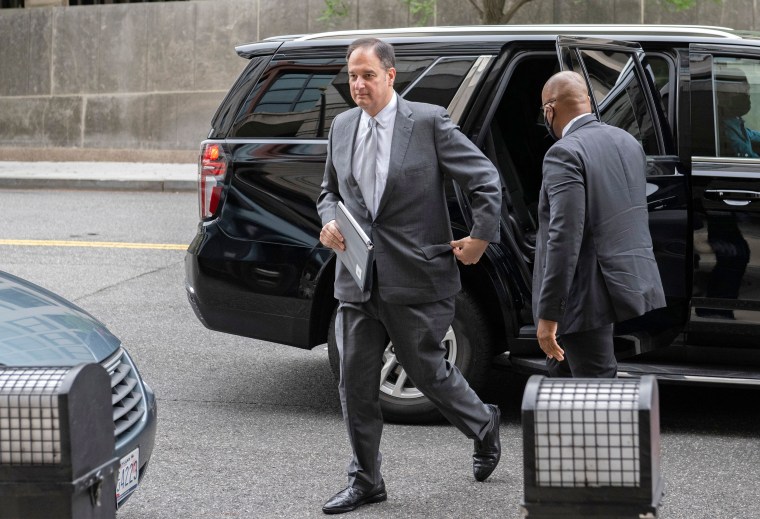 Michael Sussman, a lawyer linked to the Democrats, arrives for his trial at the United States District Court for the District of Columbia on May 25, 2022.