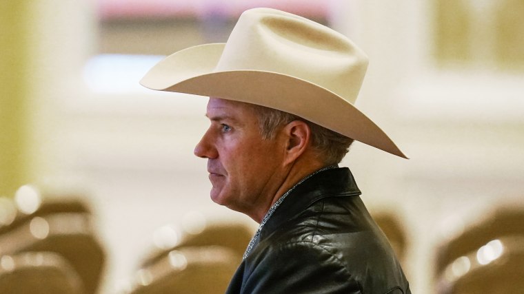 Frank Eathorne, Wyoming Republican Party Chair, looks on during the Republican National Committee winter meeting on Feb. 4, 2022, in Salt Lake City.