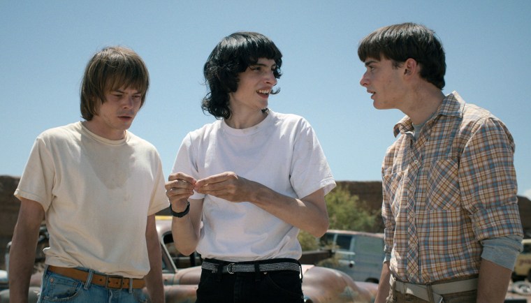 Image: Charlie Heaton as Jonathan Byers, from left, Finn Wolfhard as Mike Wheeler and Noah Schnapp as Will Byers in Season 4 of "Stranger Things."
