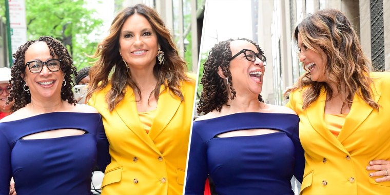 S. Epatha Merkerson and Mariska Hargitay at the 2022 NBCUniversal upfront on May 16 in New York City.