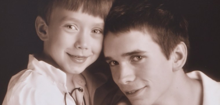Writer Karen Quandt's sons, Ty (left) and Tim (right), are pictured together in 2002 at ages 6 and 16. Tim died from complications from bipolar disorder in 2009. Ty died from complications of a rare genetic disease called Niemann-Pick type C in 2017. 