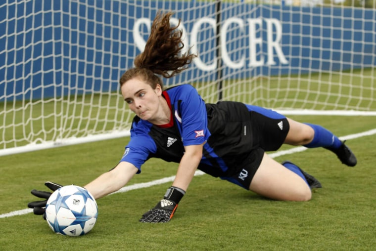 Gibbs when she was a goalie for the University of Kansas.