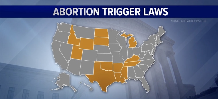 13 states will automatically ban abortion if Roe v Wade is overturned.